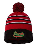 Barnesville Embroidery Stripe Pom Cuffed Beanie