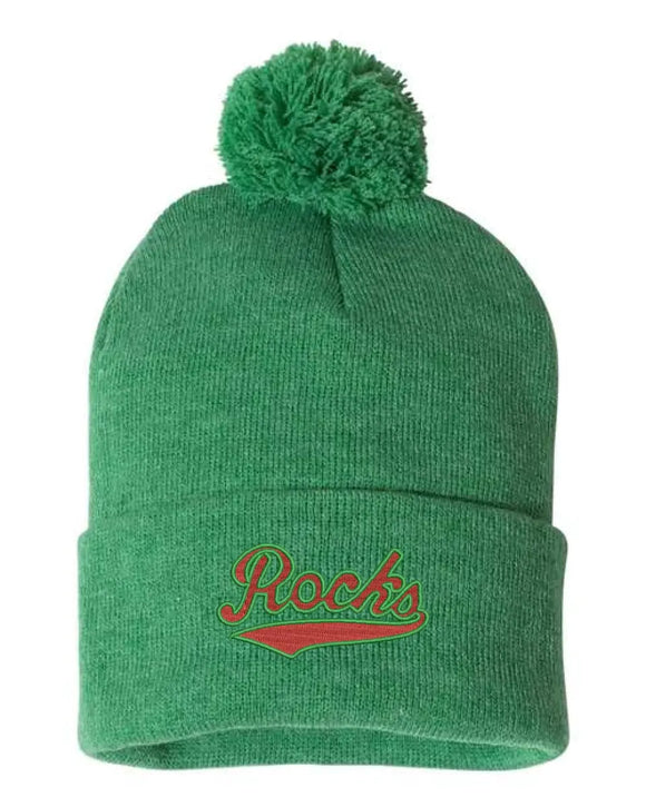 Barnesville Embroidery Pom-Pom Cuffed Beanie