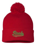 Barnesville Embroidery Pom-Pom Cuffed Beanie