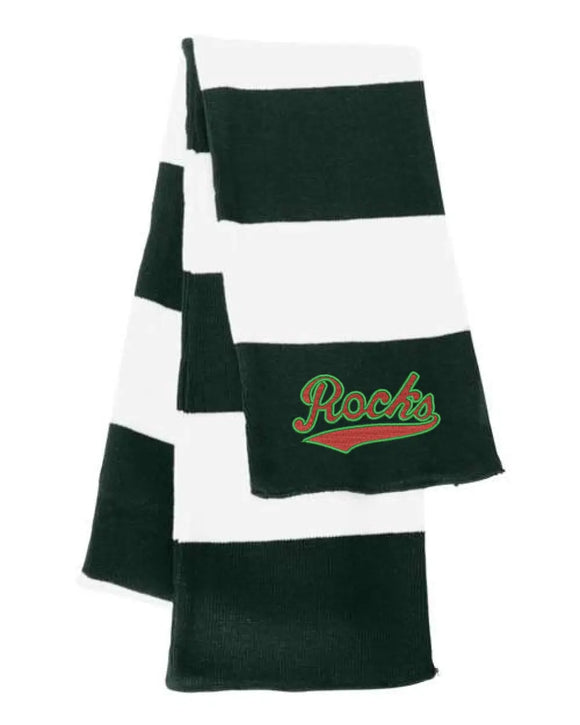 Barnesville Embroidery Rugby-Striped Knit Scarf