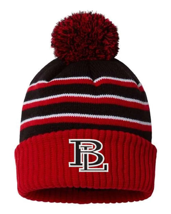 Beaver Local Embroidery Stripe Pom Cuffed Beanie