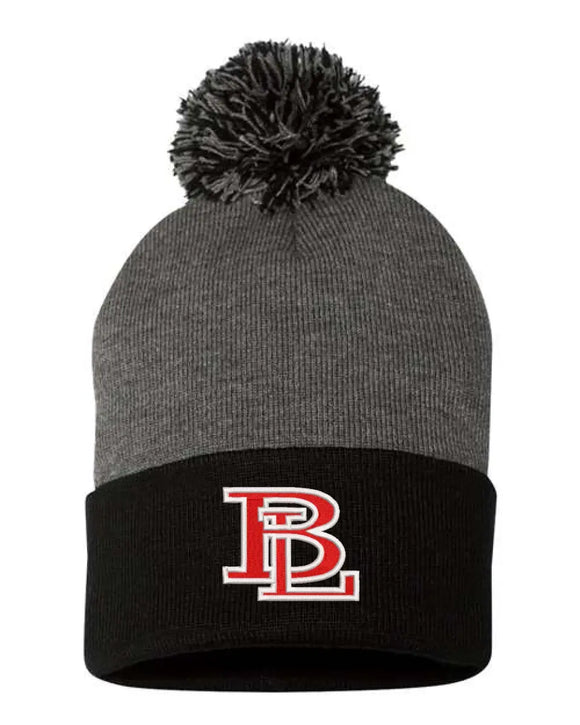 Beaver Local Red Embroidery Pom-Pom Cuffed Beanie