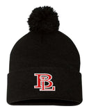 Beaver Local Red Embroidery Pom-Pom Cuffed Beanie