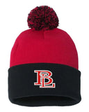 Beaver Local Red Embroidery Pom-Pom Cuffed Beanie