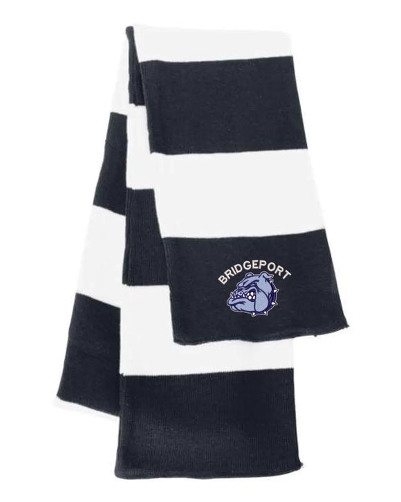 Bridgeport Embroidery Rugby-Striped Knit Scarf