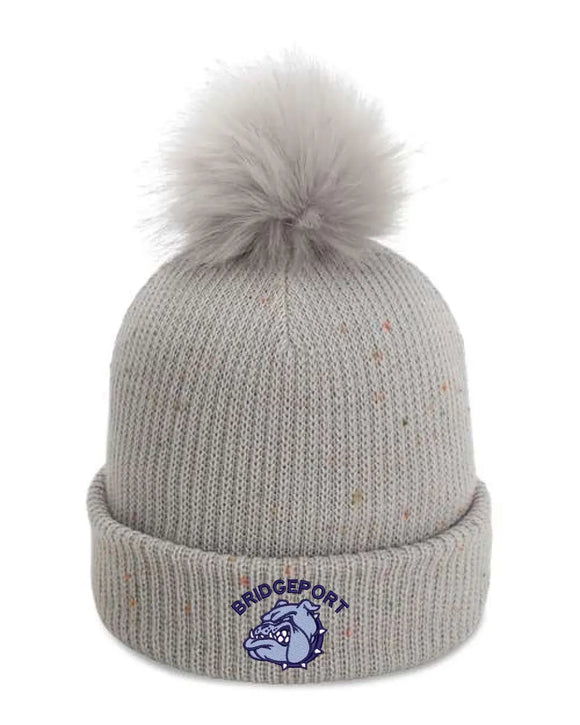 Bridgeport Blue Embroidery The Montage Pom Cuffed Beanie
