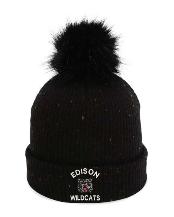 Edison Embroidery The Montage Pom Cuffed Beanie