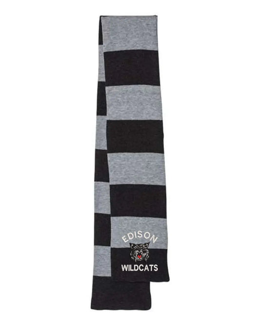 Edison Embroidery Rugby-Striped Knit Scarf