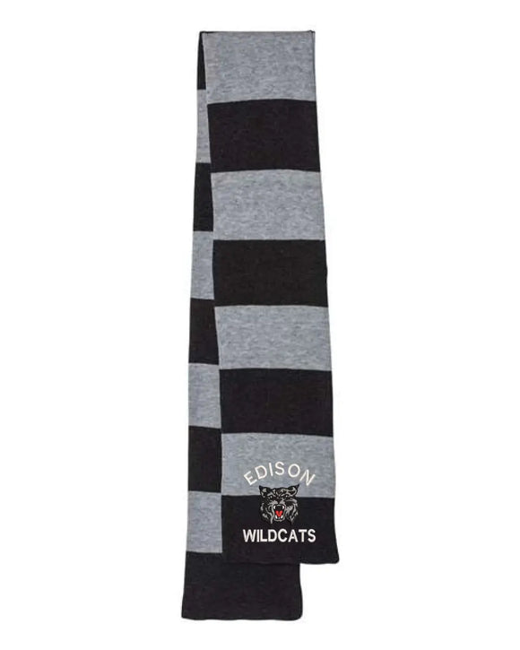 Edison Embroidery Rugby-Striped Knit Scarf