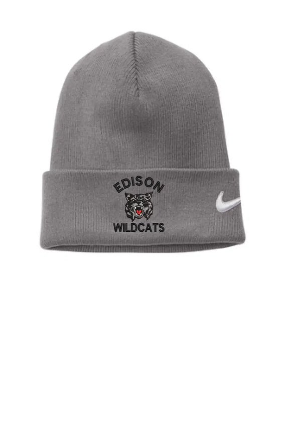 Edison Black Embroidery Nike Team Cuffed Beanie