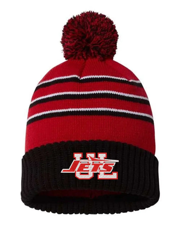 Union Local Embroidery Stripe Pom Cuffed Beanie