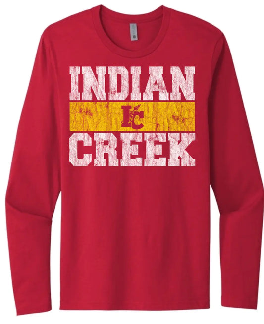 Indian Creek Distressed Block Next Level Cotton Long Sleeve Tee