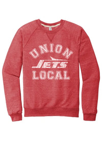 Union Local 2023 02 Distressed Jerzees Snow Heather French Terry Raglan Crew