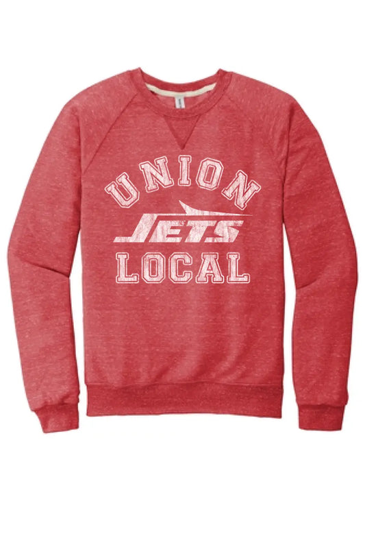 Union Local 2023 02 Distressed Jerzees Snow Heather French Terry Raglan Crew