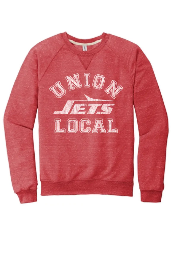 Union Local 2023 02 Distressed Jerzees Snow Heather French Terry Raglan Crew