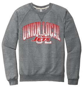 Union Local 2023 05 Distressed Jerzees Snow Heather French Terry Raglan Crew