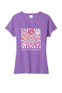 Cross Creek Elem Hearts Ladies Tri-Blend V-Neck Tee