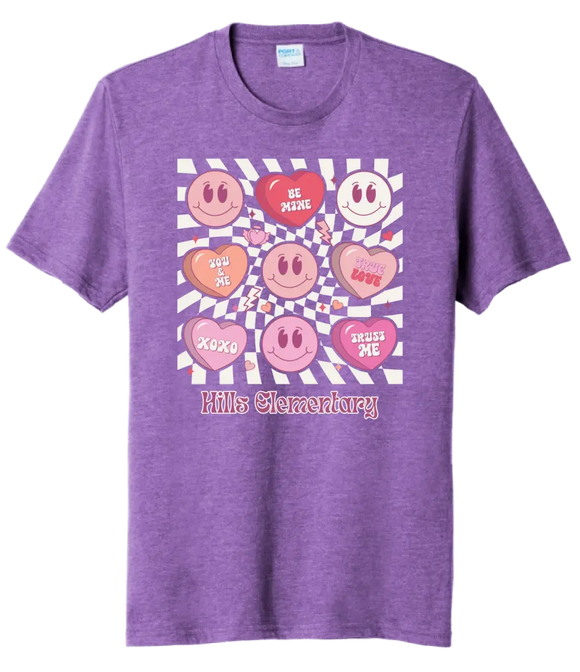 Hills Elem Hearts Tri-Blend Tee