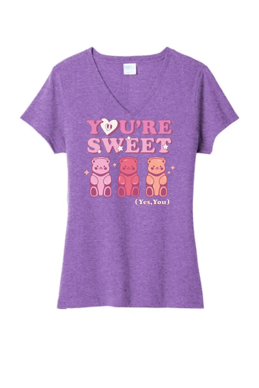 Valentine Bears Ladies Tri-Blend V-Neck Tee