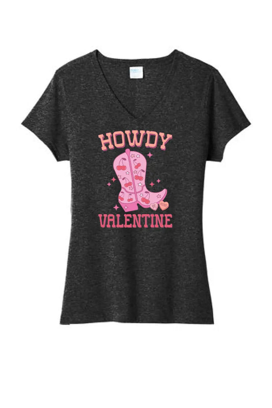 Howdy Valentine Ladies Tri-Blend V-Neck Tee