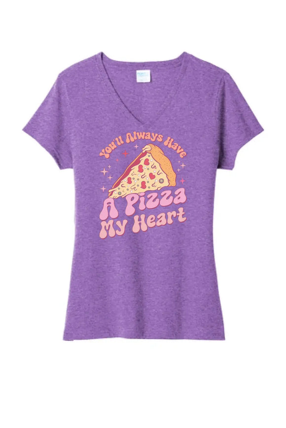 Pizza My Heart Ladies Tri-Blend V-Neck Tee