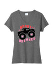 Monster Truck Heart Breaker Ladies Tri-Blend V-Neck Tee