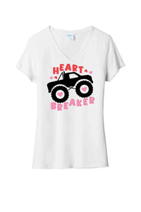 Monster Truck Heart Breaker Ladies Tri-Blend V-Neck Tee