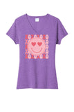 Smiley Face Ladies Tri-Blend V-Neck Tee