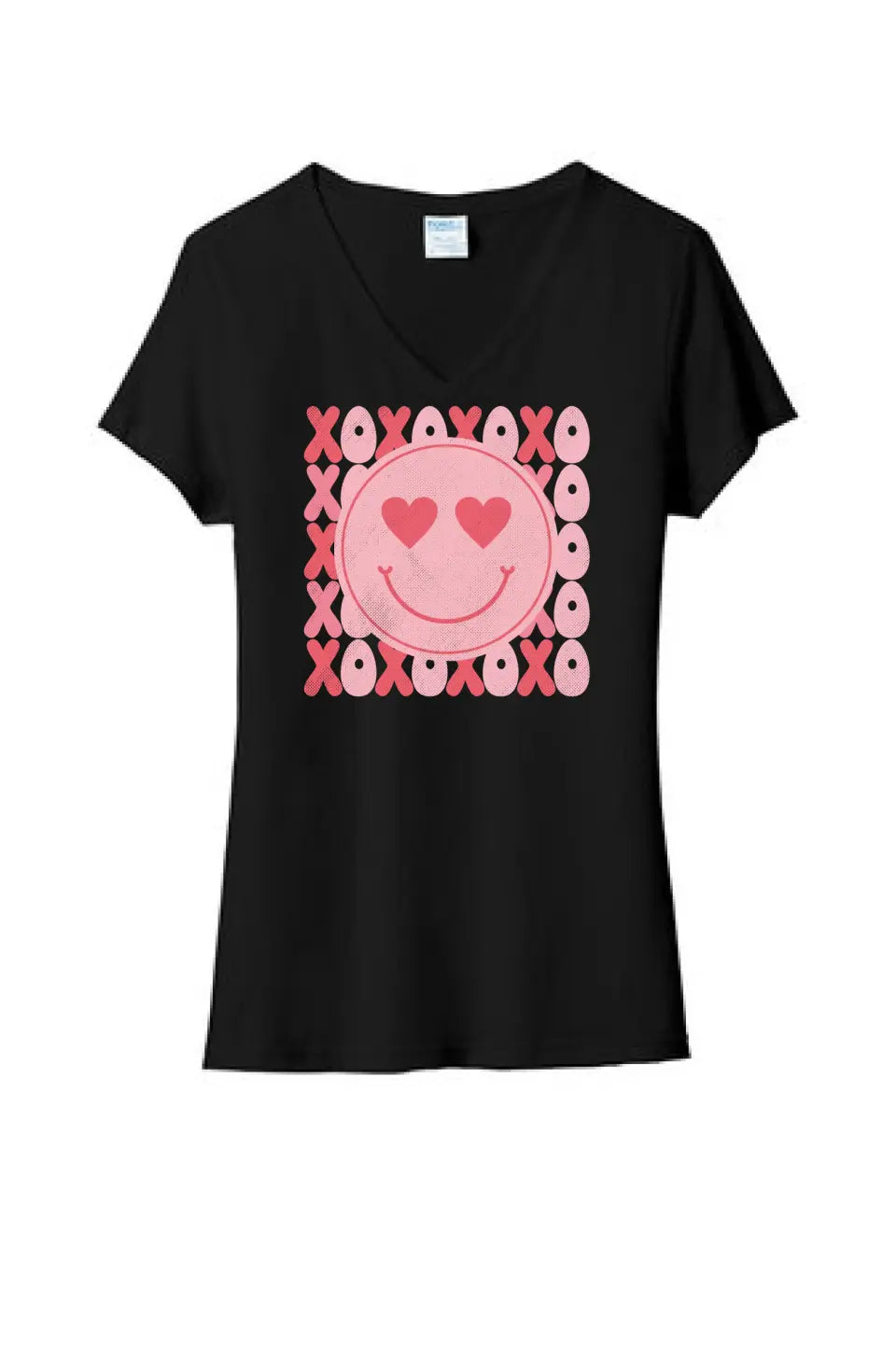 Smiley Face Ladies Tri-Blend V-Neck Tee
