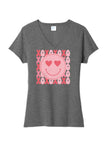 Smiley Face Ladies Tri-Blend V-Neck Tee