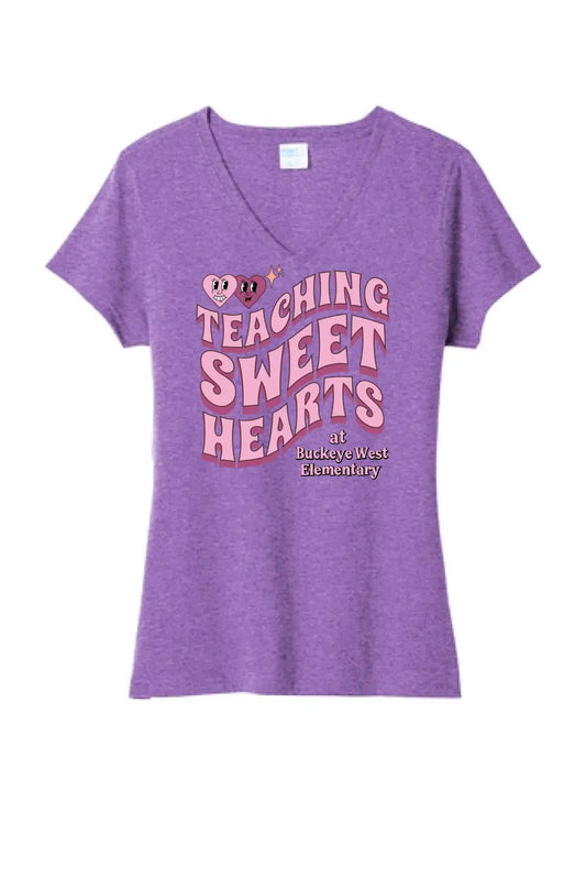 Teaching Sweethearts Custom Text Ladies Tri-Blend V-Neck Tee