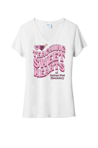 Teaching Sweethearts Custom Text Ladies Tri-Blend V-Neck Tee