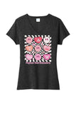 Hearts Custom Text Ladies Tri-Blend V-Neck Tee