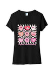 Hearts Custom Text Ladies Tri-Blend V-Neck Tee