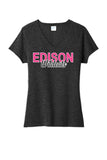 Edison Wildcats Hearts Ladies Tri-Blend V-Neck Tee