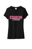 Edison Wildcats Hearts Ladies Tri-Blend V-Neck Tee