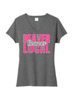 Beaver Local Beavers Hearts Ladies Tri-Blend V-Neck Tee