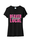 Beaver Local Beavers Hearts Ladies Tri-Blend V-Neck Tee