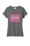 Indian Creek Redskins Hearts Ladies Tri-Blend V-Neck Tee