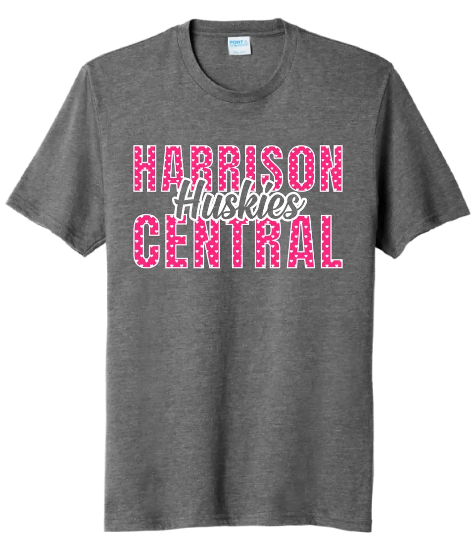 Harrison Central Huskies Hearts Tri-Blend Tee