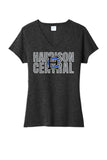 Harrison Central Valentine with Logo Ladies Tri-Blend V-Neck Tee