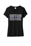 Harrison Central Valentine with Logo Ladies Tri-Blend V-Neck Tee