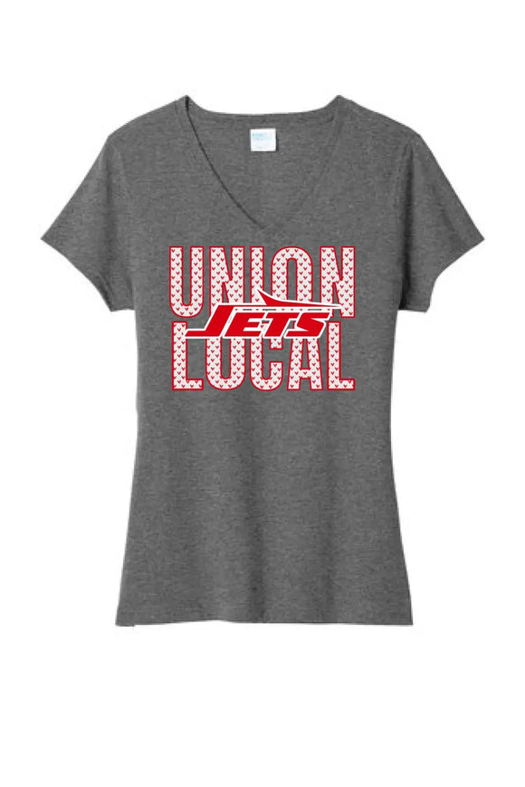 Union Local Valentine with Logo Ladies Tri-Blend V-Neck Tee