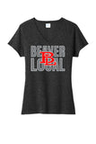 Beaver Local Valentine with Logo Ladies Tri-Blend V-Neck Tee