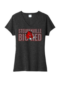 Steubenville Big Red Valentine with Logo Ladies Tri-Blend V-Neck Tee