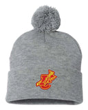 Indian Creek IC logo with Tomahawk Embroidery Pom-Pom Cuffed Beanie