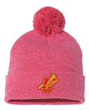 Indian Creek IC logo with Tomahawk Embroidery Pom-Pom Cuffed Beanie