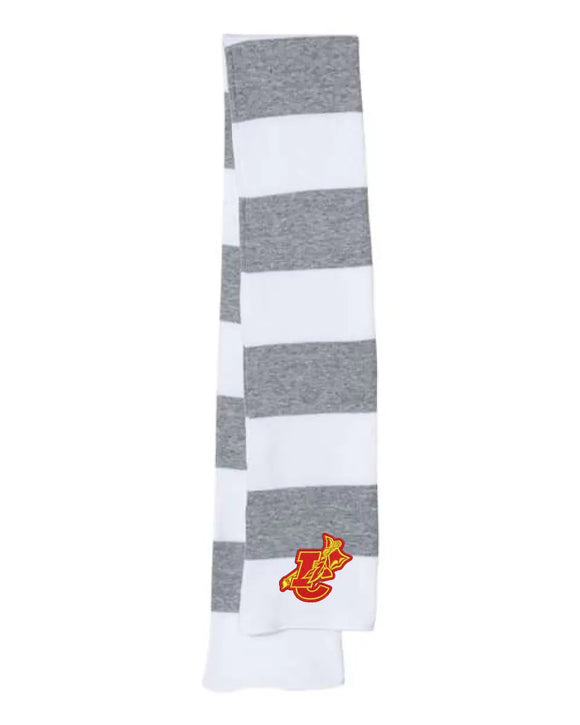 Indian Creek IC logo with Tomahawk Embroidery Rugby-Striped Knit Scarf