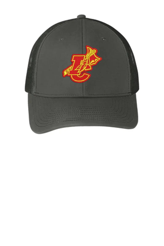 Indian Creek IC logo with Tomahawk Embroidery Snapback Trucker Cap