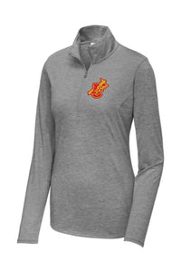 Indian Creek IC logo with Tomahawk Embroidery Sport-Tek LADIES PosiCharge Tri-Blend Wicking 1/4-Zip Pullover